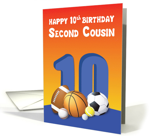 Second Cousin Boy 10th Birthday Sports Balls card (1617716)