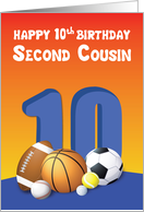 Second Cousin Boy 10th Birthday Sports Balls card