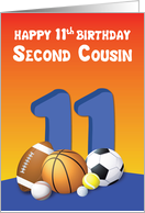Second Cousin Boy 11th Birthday Sports Balls card