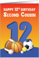 Second Cousin Boy 12th Birthday Sports Balls card
