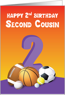 Second Cousin Girl 2nd Birthday Sports Balls card