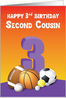 Second Cousin Girl 3rd Birthday Sports Balls card