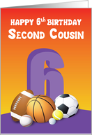 Second Cousin Girl 6th Birthday Sports Balls card