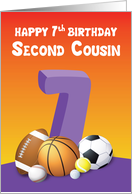 Second Cousin Girl 7th Birthday Sports Balls card