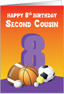 Second Cousin Girl 8th Birthday Sports Balls card