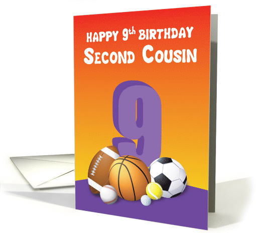 Second Cousin Girl 9th Birthday Sports Balls card (1617754)