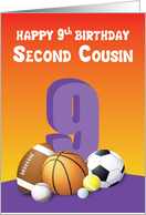 Second Cousin Girl 9th Birthday Sports Balls card