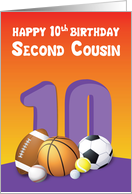 Second Cousin Girl 10th Birthday Sports Balls card