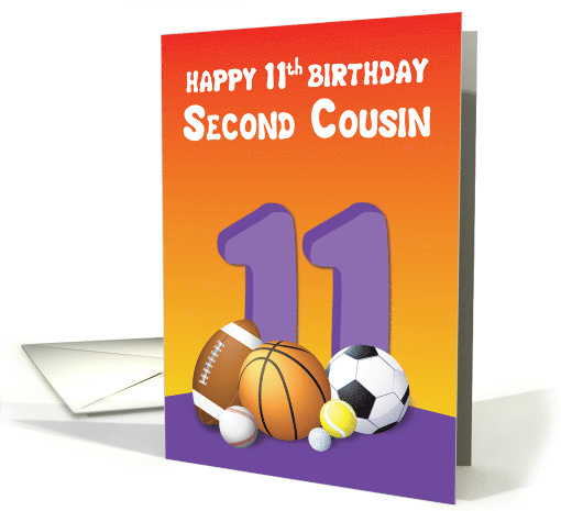 Second Cousin Girl 11th Birthday Sports Balls card (1617758)