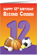 Second Cousin Girl 12th Birthday Sports Balls card