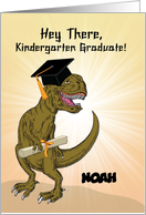 Customizable Name Kindergarten Graduation T-Rex Dinosaur card