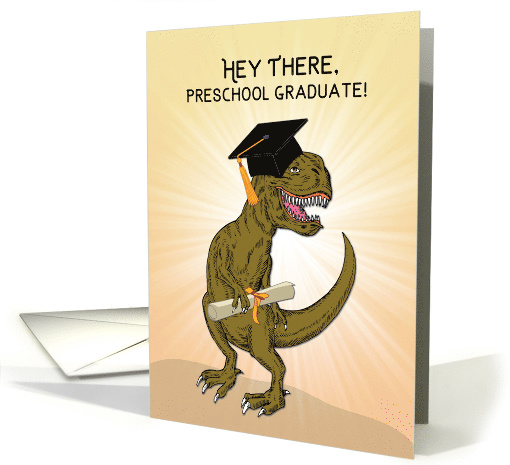 Preschool Pre-K Graduation T-Rex Dinosaur card (1618426)
