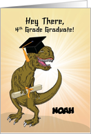 Customizable Name 4th Grade Graduation T-Rex Dinosaur card