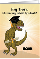 Customizable Name Elementary School Graduation T-Rex Dinosaur card