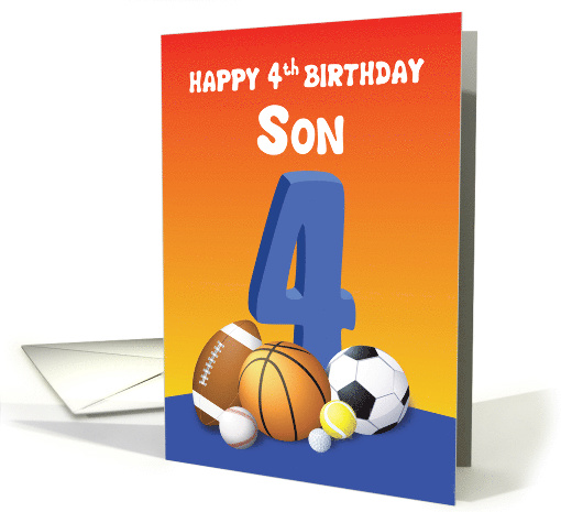 Son 4th Birthday Sports Balls card (1619554)