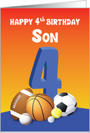 Son 4th Birthday Sports Balls card