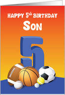 Son 5th Birthday Sports Balls card