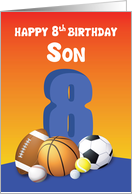 Son 8th Birthday Sports Balls card