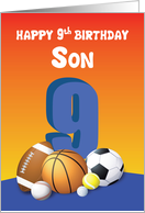 Son 9th Birthday Sports Balls card
