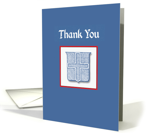 Cross on Blue Shield Thank You Blank Inside card (1619900)
