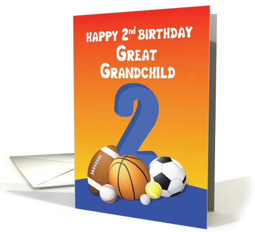 Great Grandchild, Boy 2nd Birthday Sports Balls card (1620084)