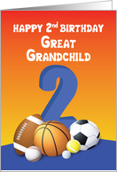 Great Grandchild, Boy 2nd Birthday Sports Balls card