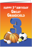 Great Grandchild, Boy 3rd Birthday Sports Balls card