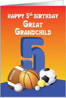 Great Grandchild, Boy 5th Birthday Sports Balls card
