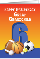 Great Grandchild, Boy 6th Birthday Sports Balls card