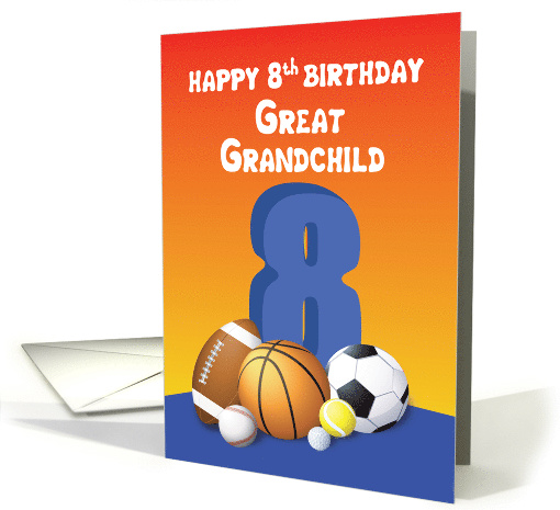 Great Grandchild, Boy 8th Birthday Sports Balls card (1620106)