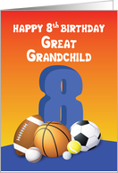 Great Grandchild, Boy 8th Birthday Sports Balls card