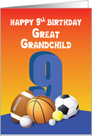 Great Grandchild, Boy 9th Birthday Sports Balls card