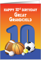 Great Grandchild, Boy 10th Birthday Sports Balls card
