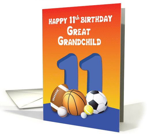 Great Grandchild, Boy 11th Birthday Sports Balls card (1620112)