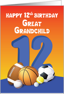 Great Grandchild, Boy 12th Birthday Sports Balls card