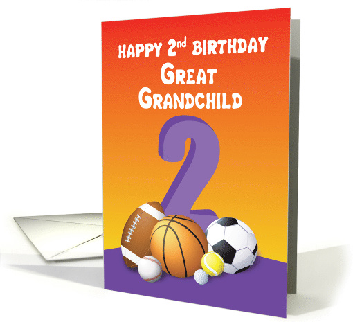 Great Grandchild, Girl 2nd Birthday Sports Balls card (1620116)