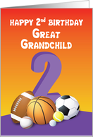 Great Grandchild, Girl 2nd Birthday Sports Balls card