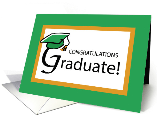 Graduation Green and Gold Congratulations Cap with Tassel card