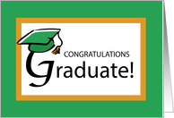 Graduation Green and Gold Congratulations Cap with Tassel card