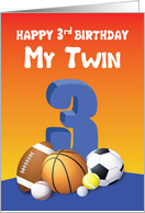 My Twin Brother 3rd Birthday Sports Balls card