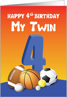My Twin Brother 4th Birthday Sports Balls card