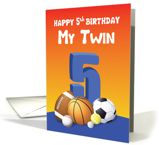 My Twin Brother 5th Birthday Sports Balls card (1621466)