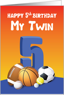 My Twin Brother 5th Birthday Sports Balls card