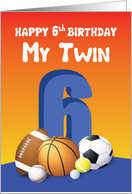 My Twin Brother 6th Birthday Sports Balls card