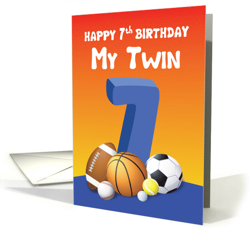 My Twin Brother 7th Birthday Sports Balls card (1621472)
