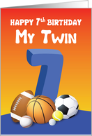 My Twin Brother 7th Birthday Sports Balls card