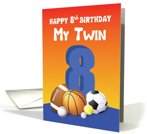 My Twin Brother 8th Birthday Sports Balls card (1621474)