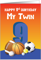 My Twin Brother 9th Birthday Sports Balls card
