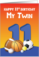 My Twin Brother 11th Birthday Sports Balls card