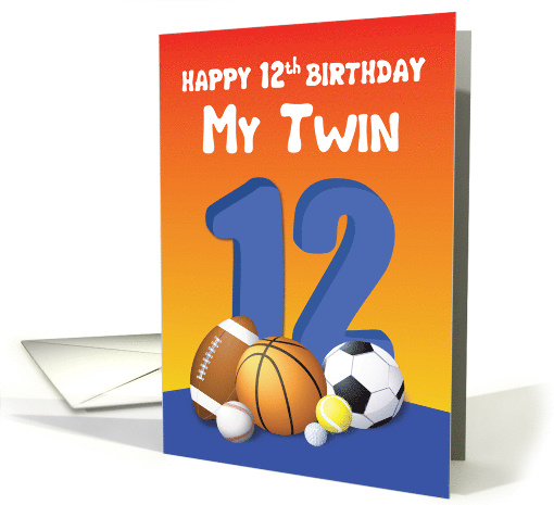 My Twin Brother 12th Birthday Sports Balls card (1621484)